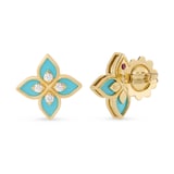 Roberto Coin Princess Flower 18ct Yellow Gold 0.19ct Diamond & Enamel Stud Earrings