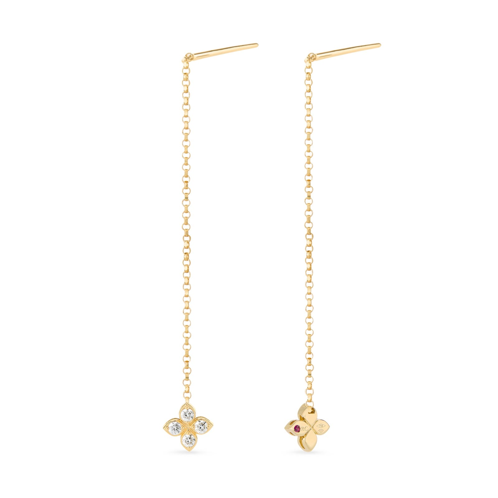Roberto Coin Princess Flower 18ct Yellow Gold 0.21ct Diamond Drop Earrings Roberto Coin Princess Flower 18ct Yellow Gold 0.21ct Diamond Drop Earrings