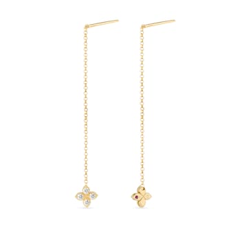 Roberto Coin Princess Flower 18ct Yellow Gold 0.21ct Diamond Drop Earrings