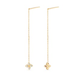37524366 - Princess Flower 18ct Yellow Gold 0.21ct Diamond Drop Earrings