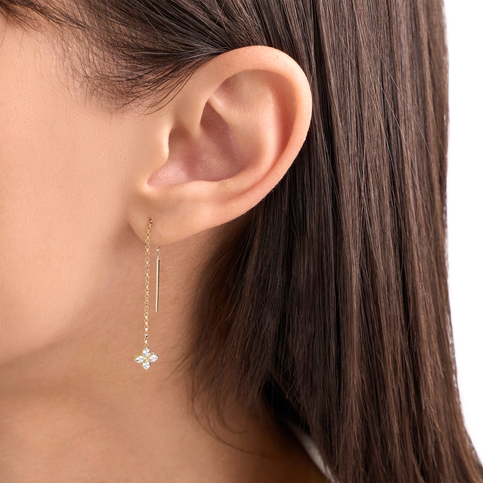 Roberto Coin Princess Flower 18ct Yellow Gold 0.21ct Diamond Drop Earrings Roberto Coin Princess Flower 18ct Yellow Gold 0.21ct Diamond Drop Earrings