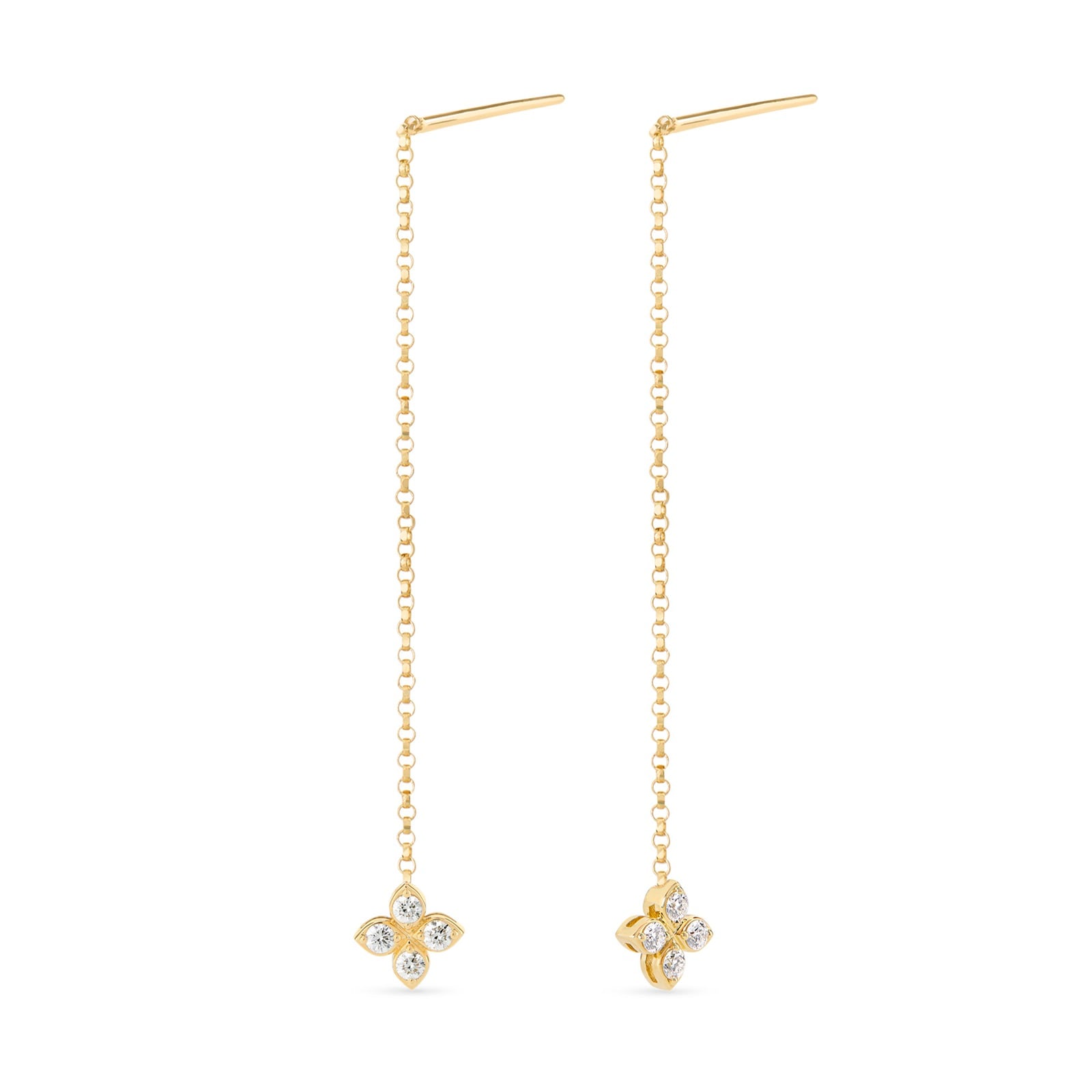 Roberto Coin Princess Flower 18ct Yellow Gold 0.21ct Diamond Drop Earrings Roberto Coin Princess Flower 18ct Yellow Gold 0.21ct Diamond Drop Earrings