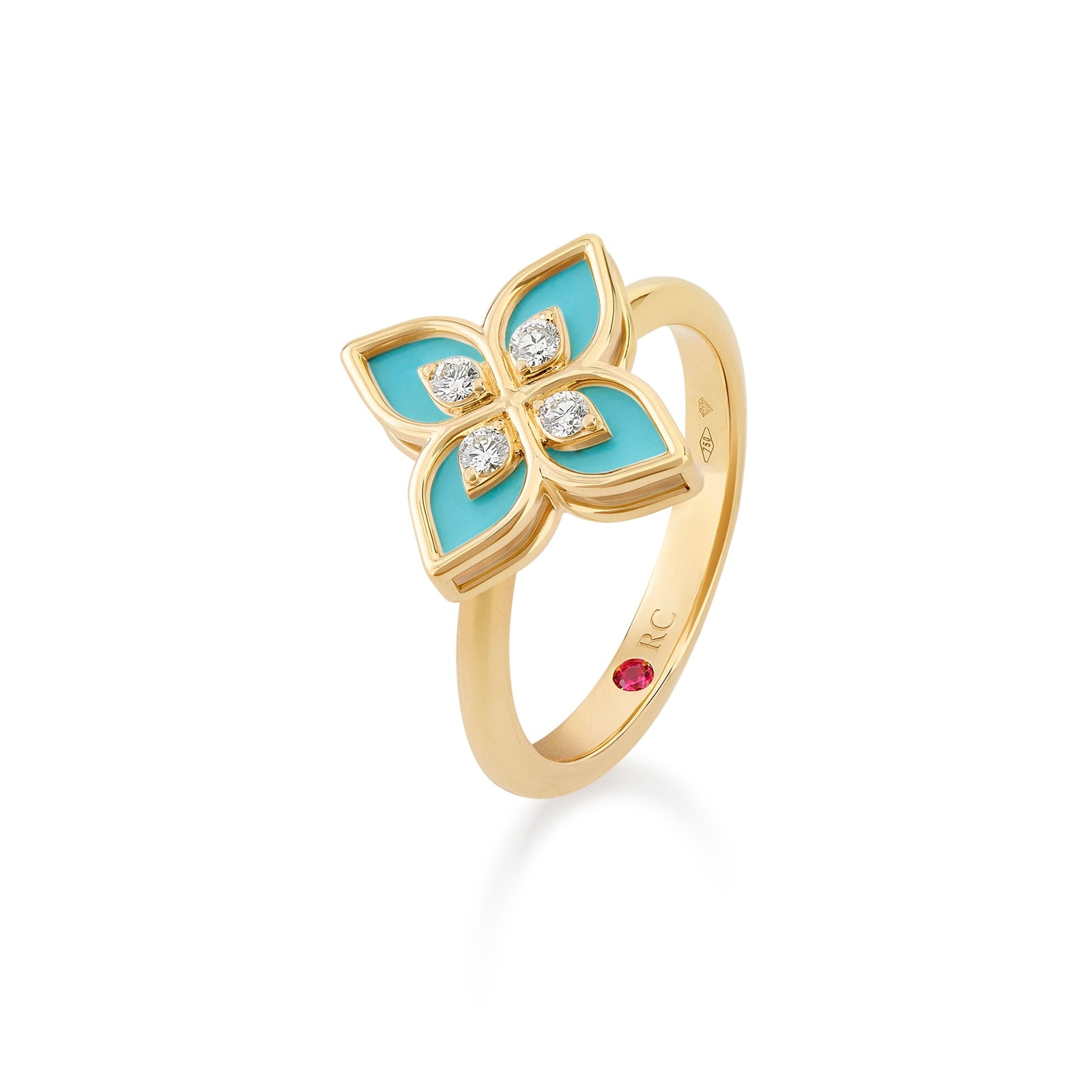 Roberto Coin Princess Flower 18ct Yellow Gold 0.09ct Diamond Ring Roberto Coin Princess Flower 18ct Yellow Gold 0.09ct Diamond Ring