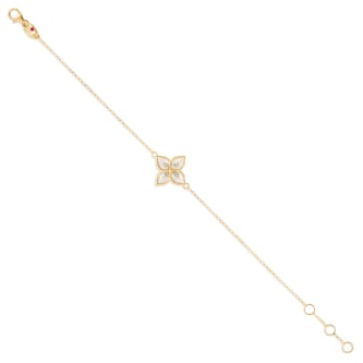 Roberto Coin Princess Flower 18ct Yellow Gold 0.06ct Diamond & Mother Of Pearl Bracelet
