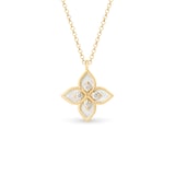 Roberto Coin Princess Flower 18ct Yellow Gold 0.09ct Diamond & Mother Of Pearl Pendant Necklace