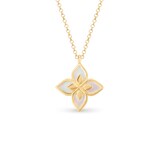 Roberto Coin Princess Flower 18ct Yellow Gold 0.09ct Diamond & Mother Of Pearl Pendant Necklace