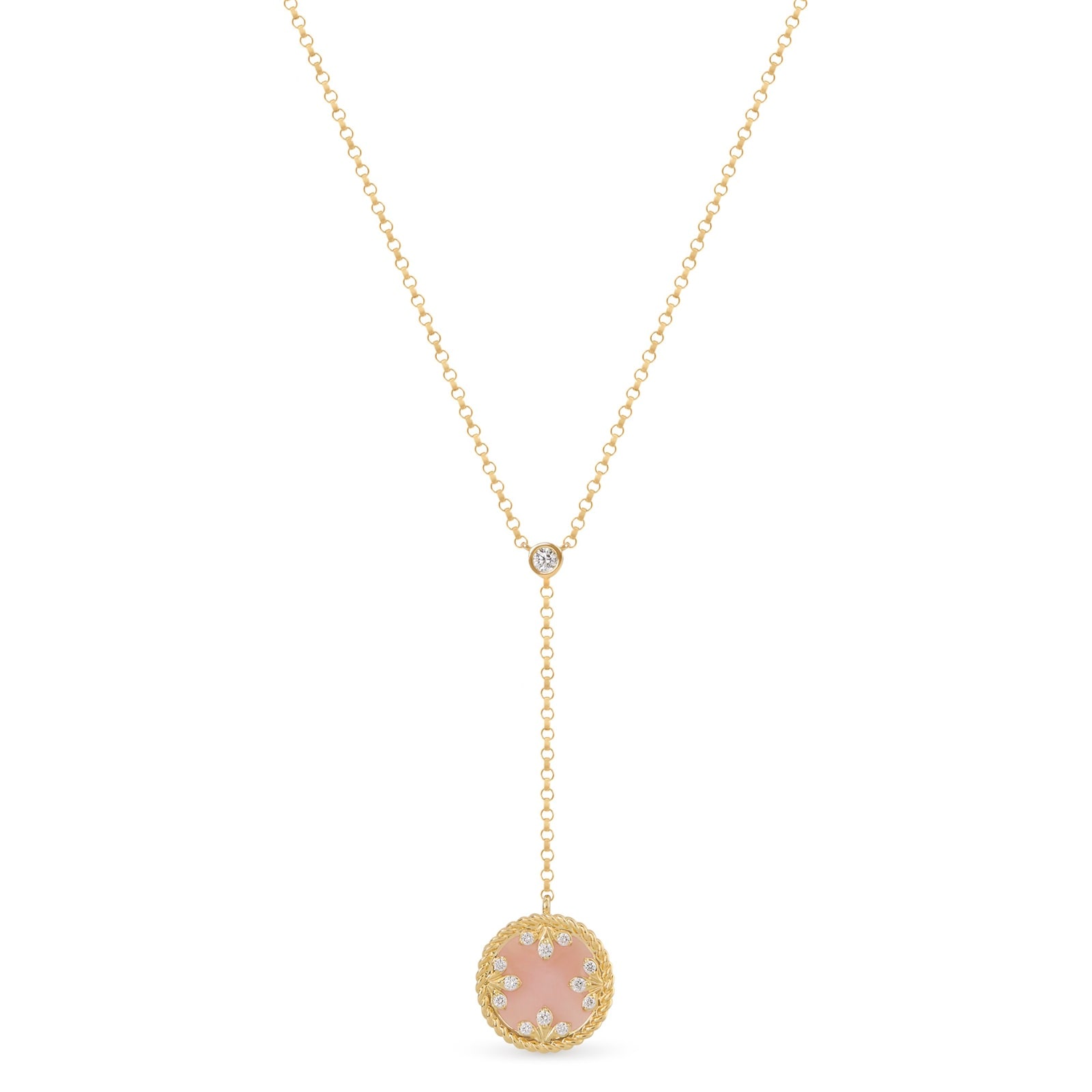 Roberto Coin Venetian Medallions 18ct Yellow Gold 0.09ct Diamond & Mother Of Pearl Lariat Necklace Roberto Coin Venetian Medallions 18ct Yellow Gold 0.09ct Diamond & Mother Of Pearl Lariat Necklace
