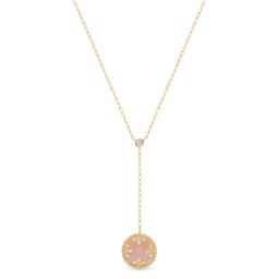 37524373 - Venetian Medallions 18ct Yellow Gold 0.09ct Diamond & Mother Of Pearl Lariat Necklace