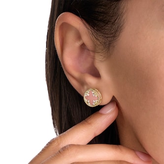 Roberto Coin Venetian Medallions 18ct Yellow Gold 0.13ct Diamond & Mother Of Pearl Stud Earrings