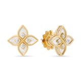 Roberto Coin Princess Flower 18ct Yellow Gold 0.19ct Diamond & Mother Of Pearl Stud Earrings