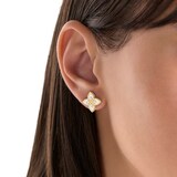 Roberto Coin Princess Flower 18ct Yellow Gold 0.19ct Diamond & Mother Of Pearl Stud Earrings