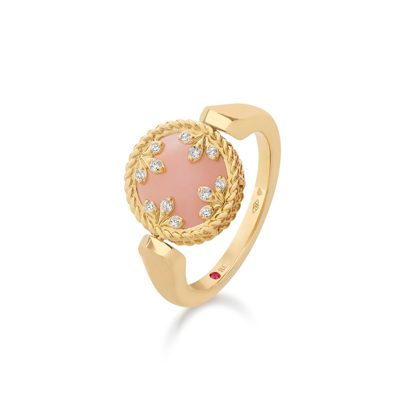 Roberto Coin Venetian Medallions 18ct Yellow Gold 0.06ct Diamond & Mother Of Pearl Ring Roberto Coin Venetian Medallions 18ct Yellow Gold 0.06ct Diamond & Mother Of Pearl Ring