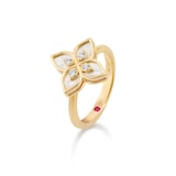 Roberto Coin Princess Flower 18ct Yellow Gold 0.09ct Diamond & Mother Of Pearl Ring