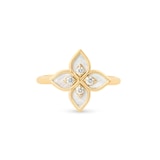 Roberto Coin Princess Flower 18ct Yellow Gold 0.09ct Diamond & Mother Of Pearl Ring