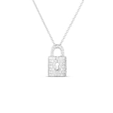 Roberto Coin 18K White Gold Tiny Treasures Diamond Lock Pendant Necklace