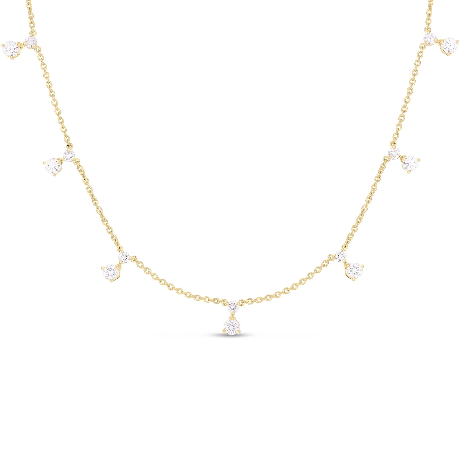 Roberto Coin 18K Yellow Gold Diamonds By The Inch Dangling Seven Station Necklace
