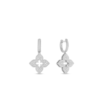 Roberto Coin 18K White Gold Venetian Princess Diamond Flower Drop Earrings