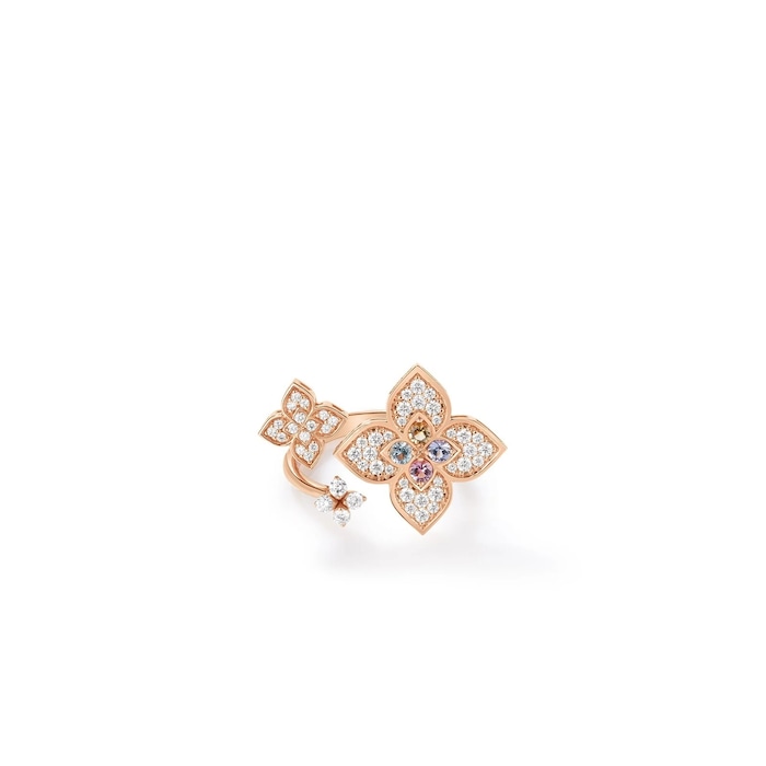 Roberto Coin 18K Rose Gold Venetian Princess Carnival Diamond & Mixed Gemstone Flower Ring- Ring Size 6.5