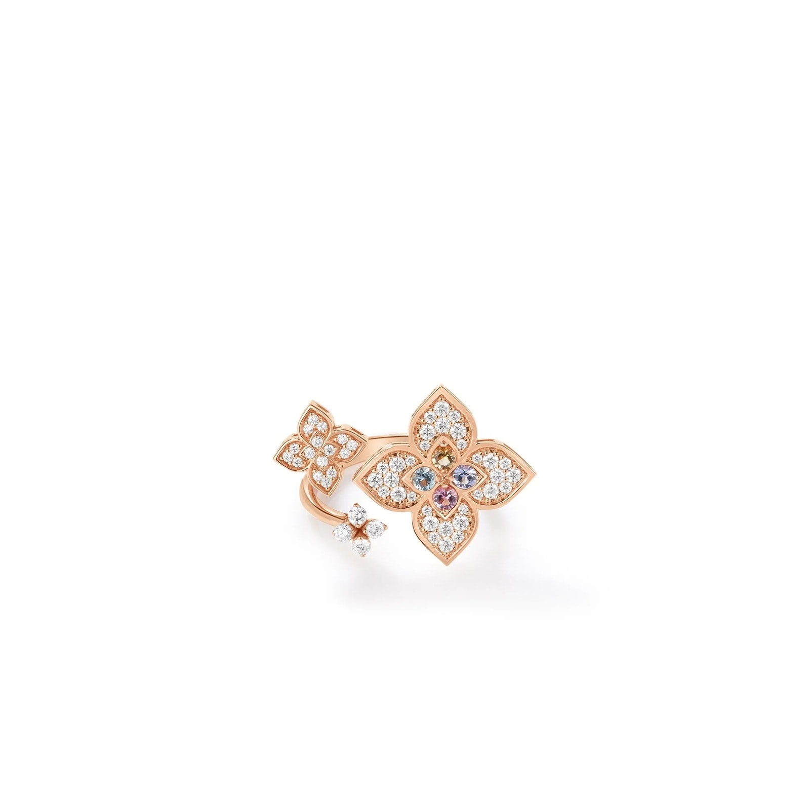 Roberto Coin 18K Rose Gold Venetian Princess Carnival Diamond & Mixed Gemstone Flower Ring- Ring Size 6.5