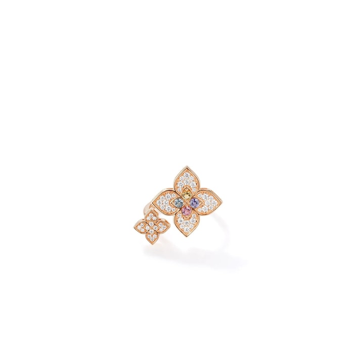 Roberto Coin 18K Rose Gold Venetian Princess Carnival Diamond & Mixed Gemstone Flower Ring- Ring Size 6.5