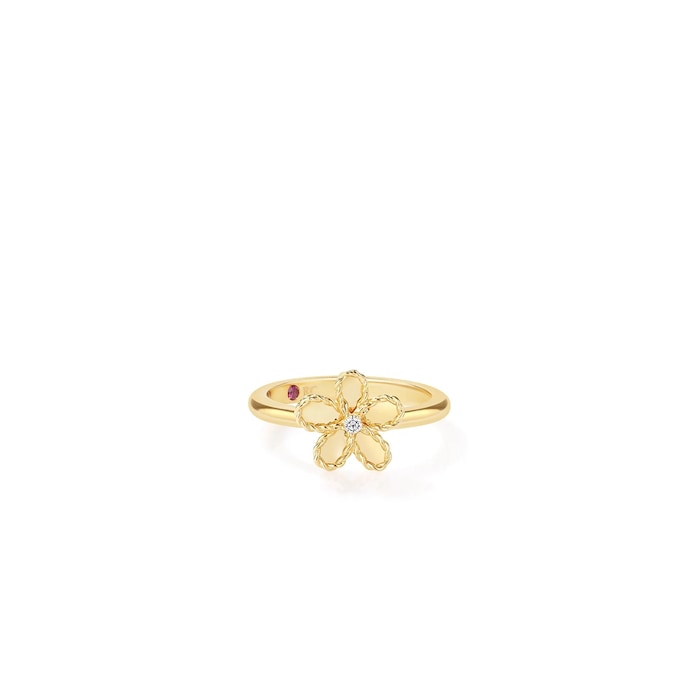 Roberto Coin 18K Yellow Gold Jasmine Diamond Flower Ring