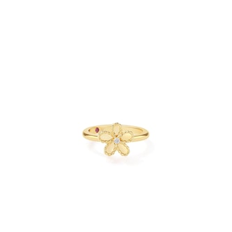 Roberto Coin 18K Yellow Gold Jasmine Diamond Flower Ring