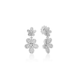 Roberto Coin 18K White Gold Jasmine Pave Diamond Double Flower Drop Earrings