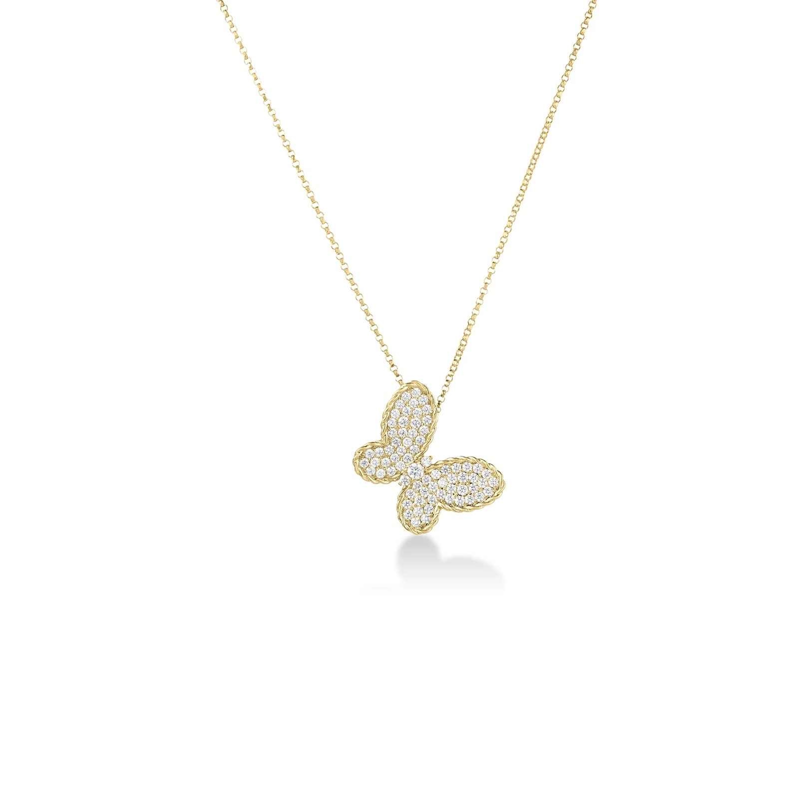 Roberto Coin 18K Yellow Gold Jasmine Pave Diamond Butterfly Necklace
