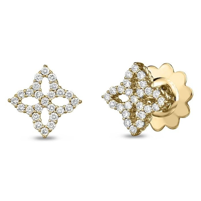Roberto Coin 18K White Gold Diamond Princess Medium Flower Stud Earrings
