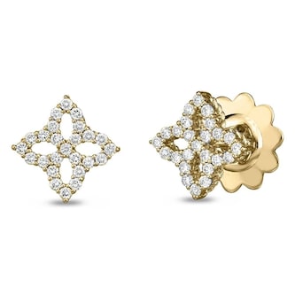 Roberto Coin 18K White Gold Diamond Princess Medium Flower Stud Earrings