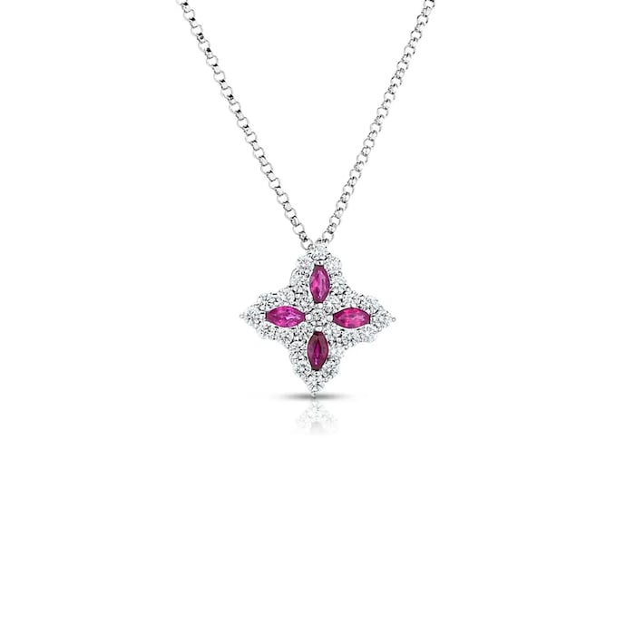 Roberto Coin 18K White Gold Venetian Princess Diamond & Ruby Pendant Necklace