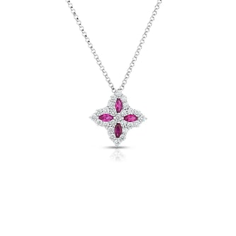 Roberto Coin 18K White Gold Venetian Princess Diamond & Ruby Pendant Necklace