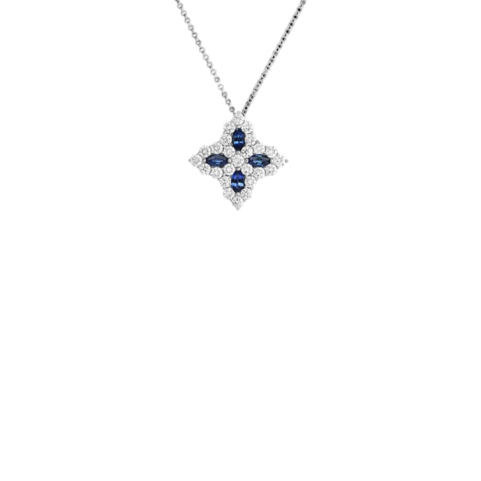Roberto Coin 18K White Gold Diamond Princess Diamond & Sapphire Pendant Necklace