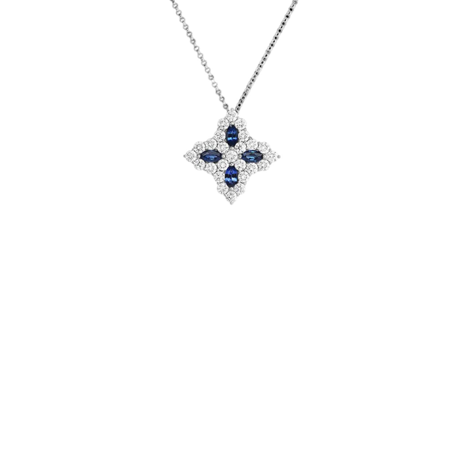 Roberto Coin 18K White Gold Diamond Princess Diamond & Sapphire Pendant Necklace