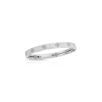 Roberto Coin 18K White Gold Love In Verona Diamond Satin Finish Wide Bangle