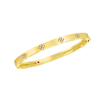 Roberto Coin 18K Yellow Gold Love In Verona Diamond Accent Bangle - Size Medium