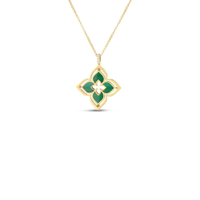 Roberto Coin 18K Yellow Gold Venetian Princess Pirouette Diamond & Malachite Necklace
