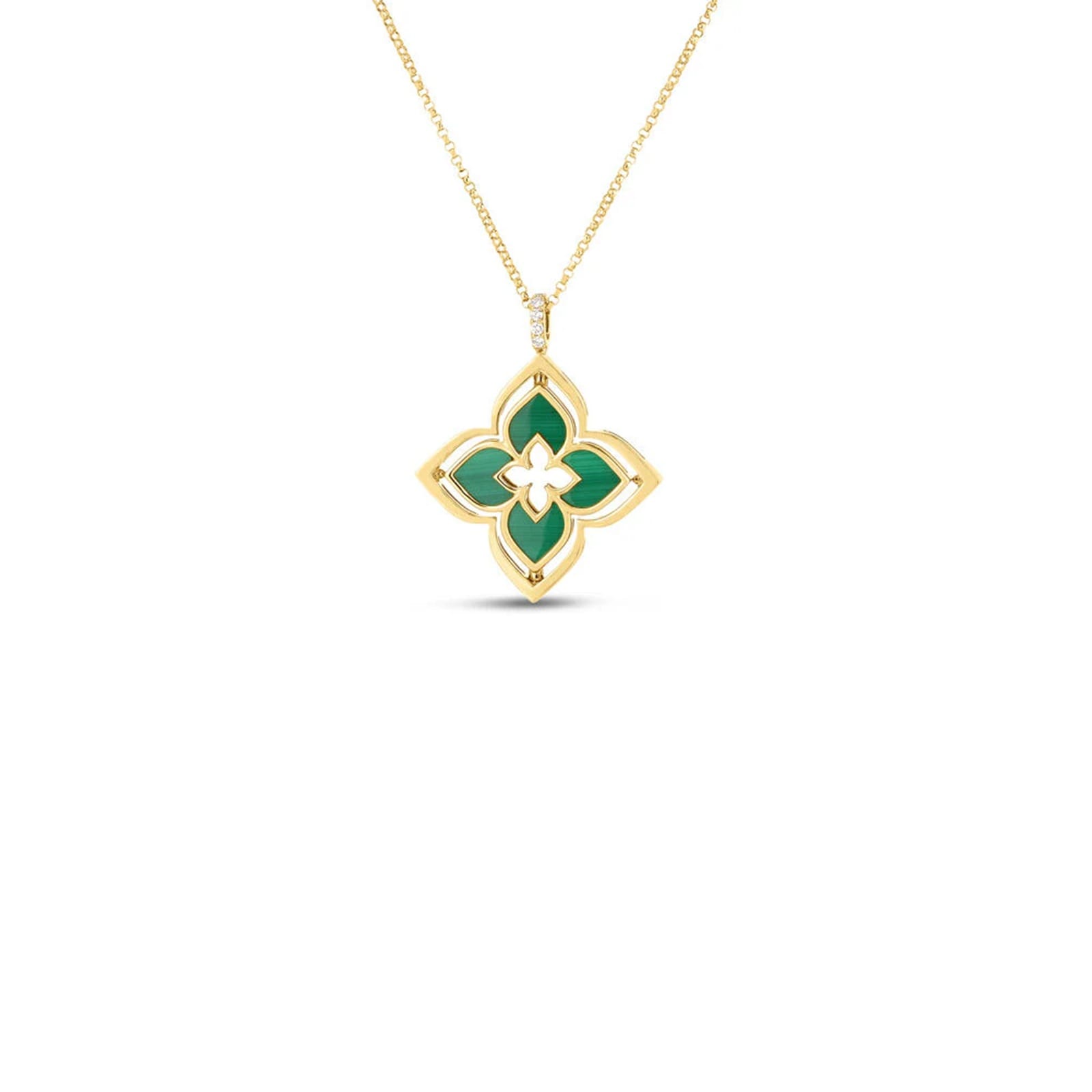 Roberto Coin 18K Yellow Gold Venetian Princess Pirouette Diamond & Malachite Necklace