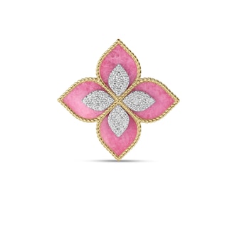 Roberto Coin 18K Yellow Gold Venetian Princess Diamond & Rhodonite Flower Ring - Ring Size 6.5