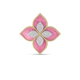 Roberto Coin 18K Yellow Gold Venetian Princess Diamond & Rhodonite Flower Ring - Ring Size 6.5