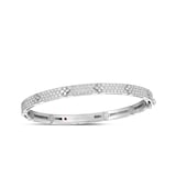 Roberto Coin 18K White Gold Love In Verona Pave Diamond Flower Bangle - Size Petite