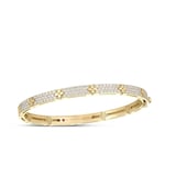 Roberto Coin 18K Yellow Gold Love In Verona Pave Diamond Flower Bangle - Size Medium