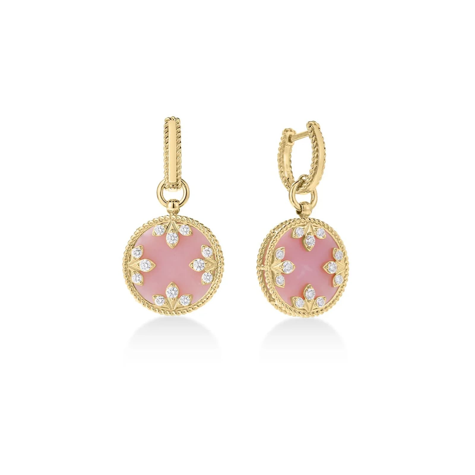 Roberto Coin 18K Yellow Gold Venetian Medallions Diamond & Pink Opal Drop Earrings
