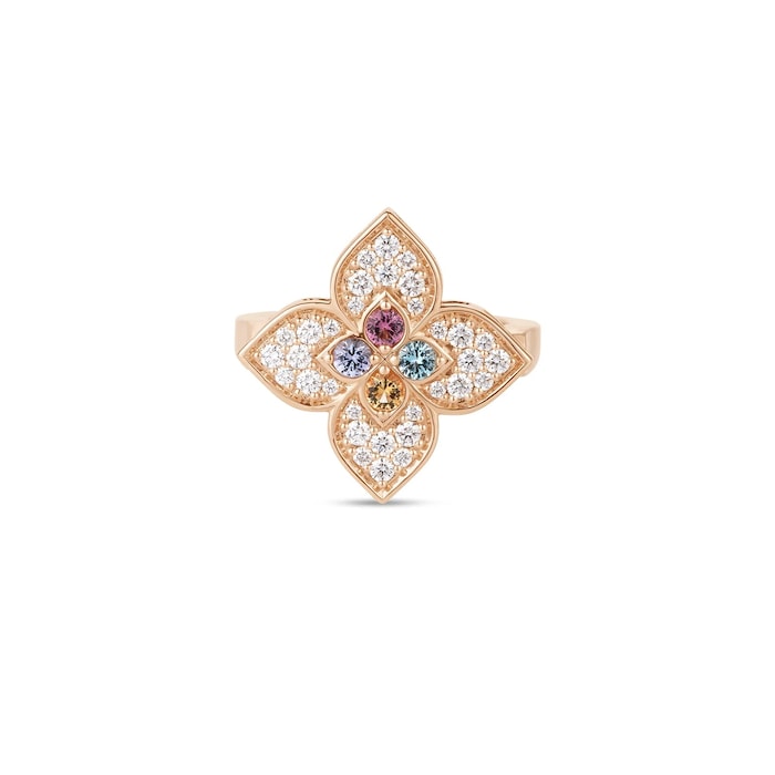 Roberto Coin 18K Rose Gold Venetian Princess Carnival Diamond & Mixed Stone Ring - Ring Size 5.5