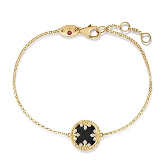 Roberto Coin 18K Yellow Gold Venetian Medallions Diamond & Black Jade Small Charm Bracelet