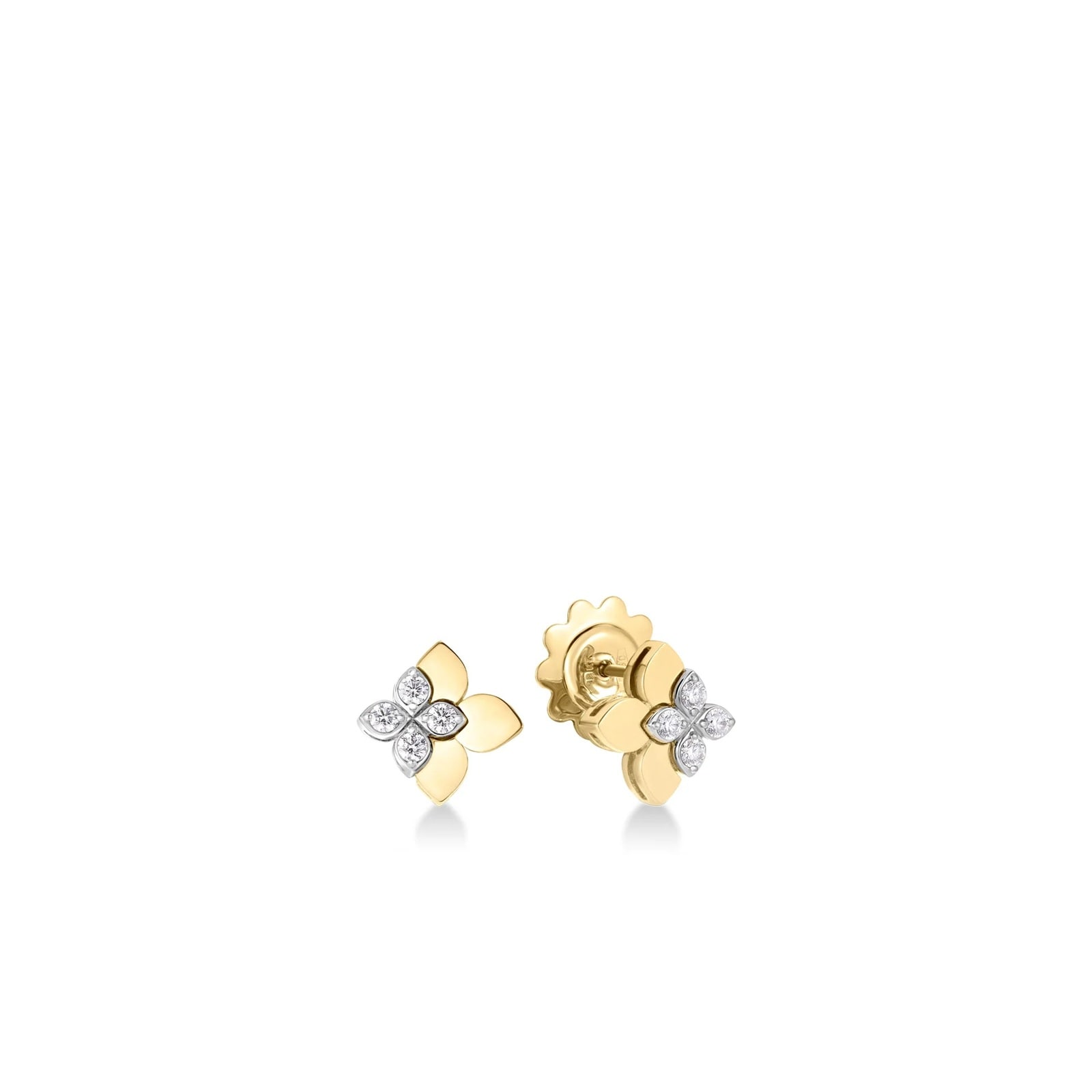 Roberto Coin 18K Yellow Gold Love In Verona Diamond Flower Stud Earrings
