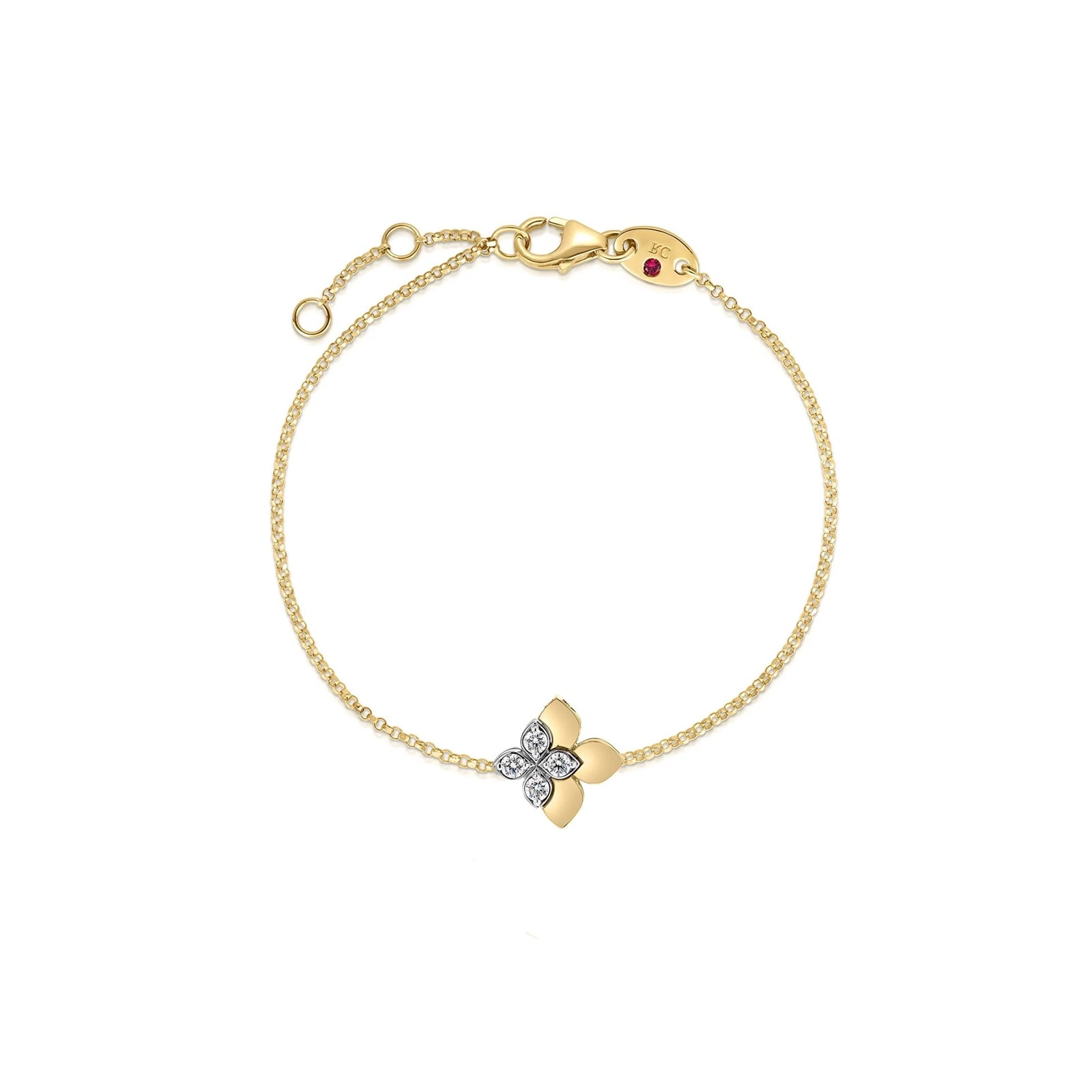 Roberto Coin 18K Yellow Gold Love In Verona Diamond Flower Bracelet