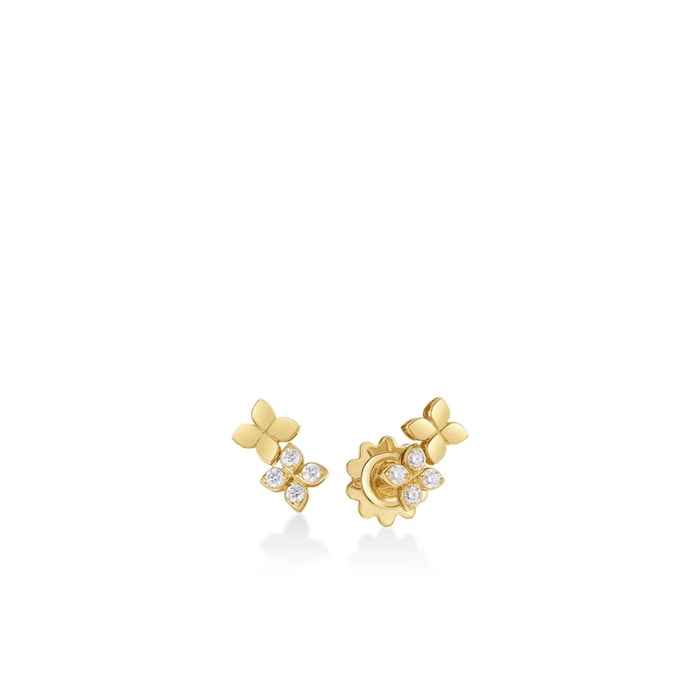 Roberto Coin 18K Yellow Gold Love In Verona Diamond Double Flower Stud Earrings