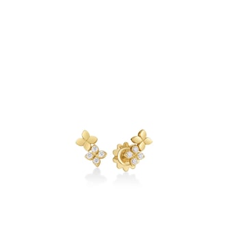 Roberto Coin 18K Yellow Gold Love In Verona Diamond Double Flower Stud Earrings