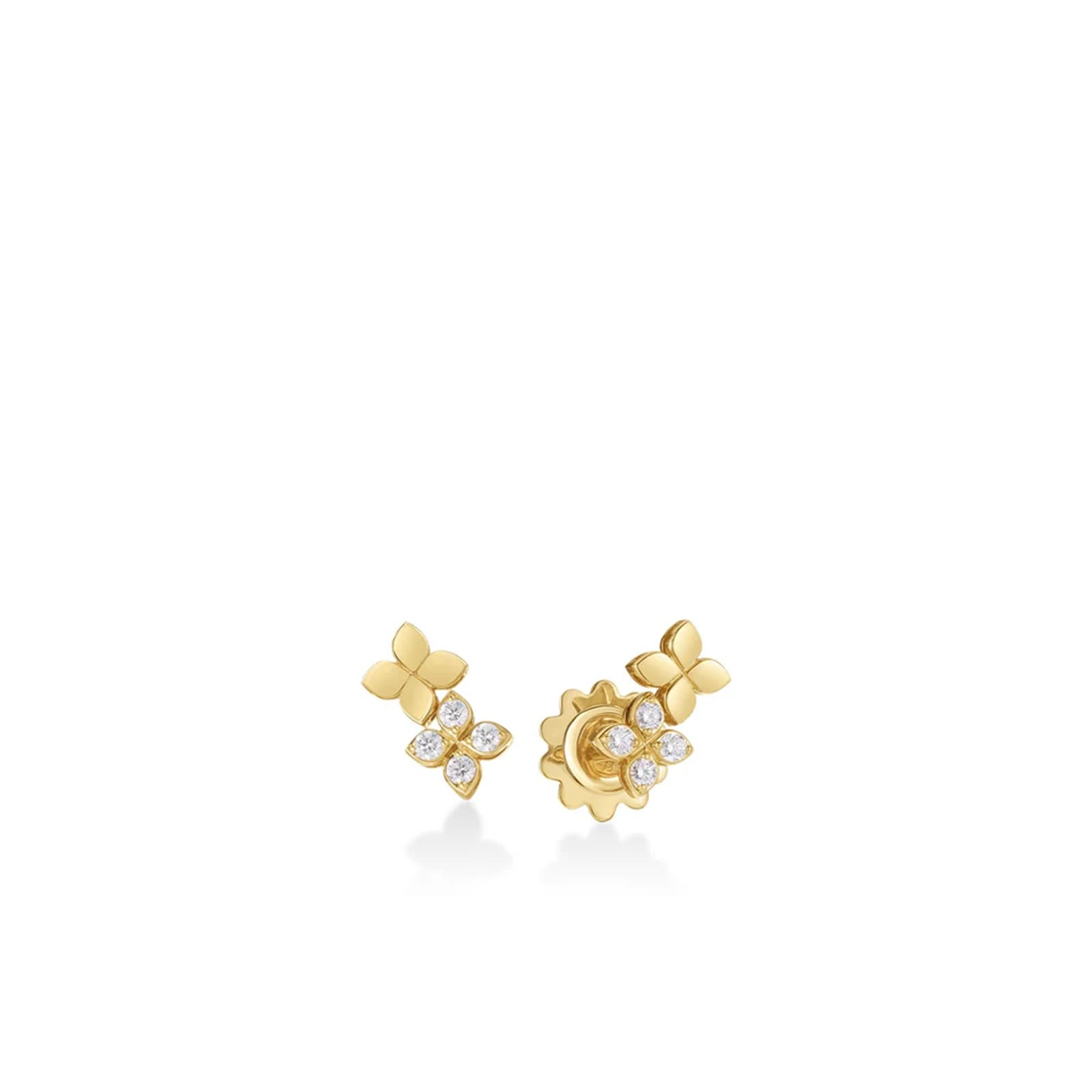 Roberto Coin 18K Yellow Gold Love In Verona Diamond Double Flower Stud Earrings